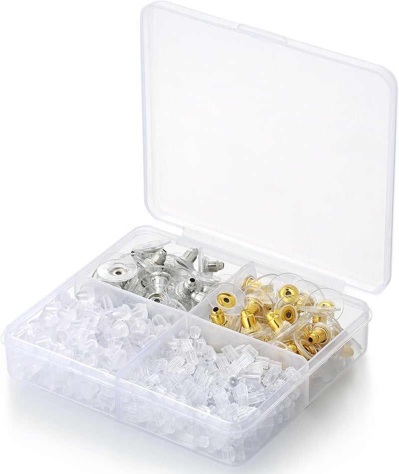 Formulen Earring Backs 4 Styles, Hypoallergenic Metal Earring Backs, Bullet Shape Safety Backing Replacements for Studs Hoops - Image 2